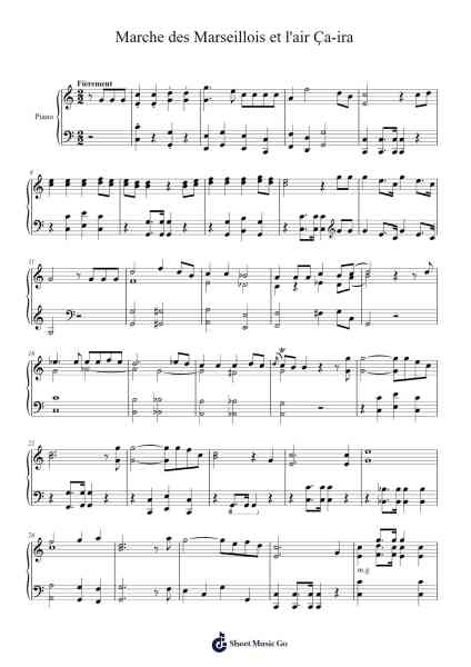 Marche des Marseillois et l'air Ça-ira Sheet Music by Claude-Bénigne Balbastre-Arr.Masid Wattmer