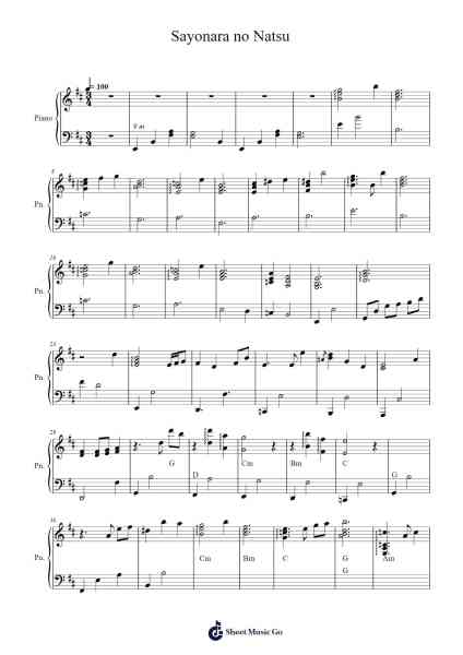 Sayonara no Natsu Sheet Music by Joe Hisaishi-Arr.Bergdrew Browningthur