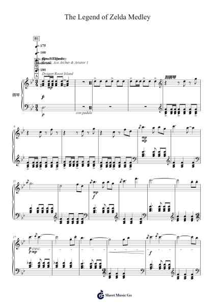 The Legend of Zelda Medley โน้ตเพลงโดย Koji Kondo-Arr.Gracejosh