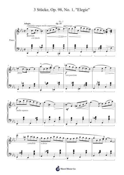 3 Stücke, Op. 98, No. 1, "Elegie" Sheet Music by Salomon Jadassohn-Arr.Hughlon