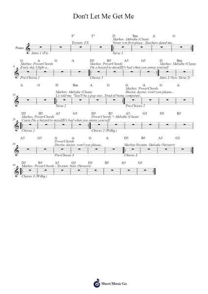 Don't Let Me Get Me Sheet Music by Pink-Arr.Jefgiles Greren