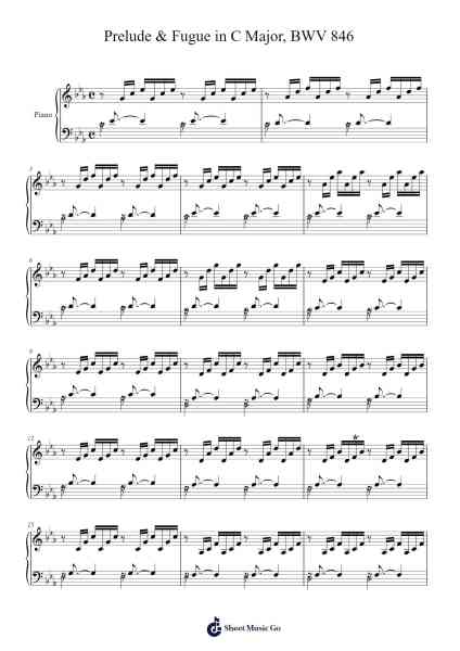 Prelude & Fugue in C Major, BWV 846 Sheet Music by Johann Sebastian Bach-Arr.Webbzy