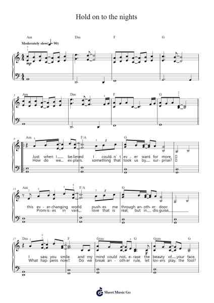 Hold on to the nights Sheet Music by Richard Marx-Arr.Sumia