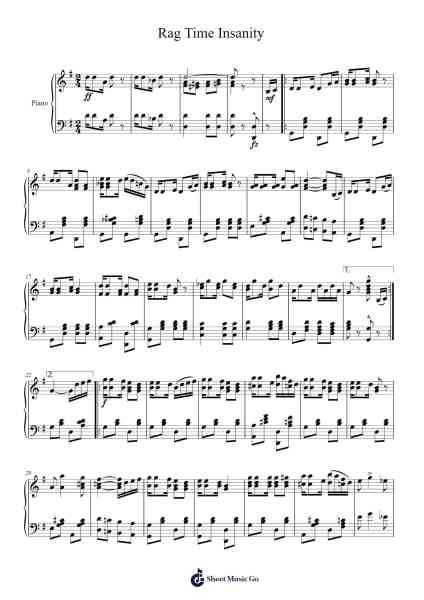 Rag Time Insanity Sheet Music by Chris Praetorius-Arr.Ciscer Georyale