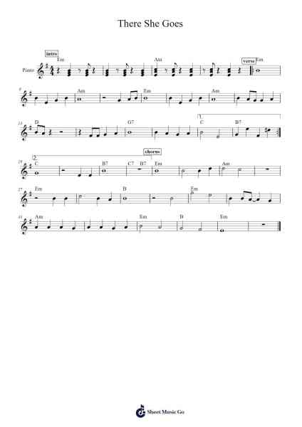 There She Goes Sheet Music by Babyshambles-Arr.Chrisboyd Crosean