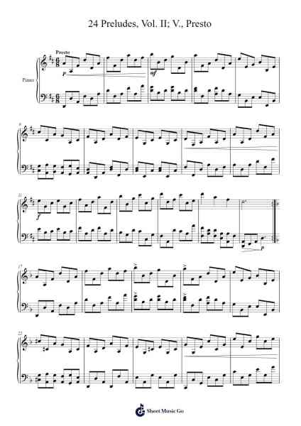 24 Preludes, Vol. II; V., Presto Sheet Music by Brandon Cook-Arr.Boycegold