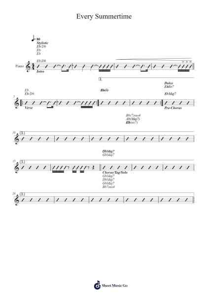 Every Summertime Sheet Music by NIKI-Arr.Beague Kinglor