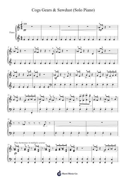 Cogs Gears & Sawdust (Solo Piano) Sheet Music by Andrew Hogan-Arr.Wyldesa Ocdine
