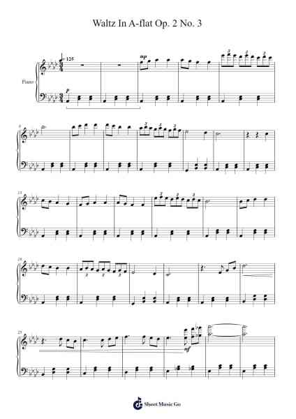 Waltz in A-flat Major, Op. 2 No. 3 Sheet Music by C. Morrissey-Arr.Faithevice