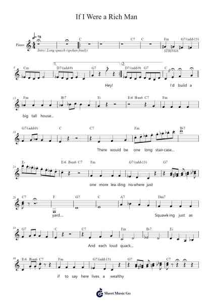 If I Were a Rich Man Sheet Music by Sheldon Harnick/Jerry Bock-Arr.Bowen Stellow