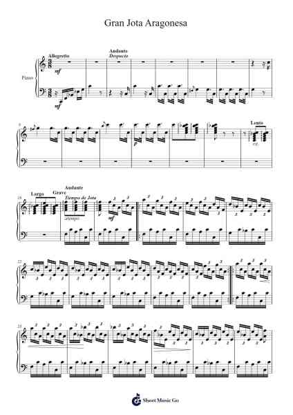 Gran Jota Aragonesa Sheet Music by José Mª Aznar Lorente-Arr.Egger Daveky