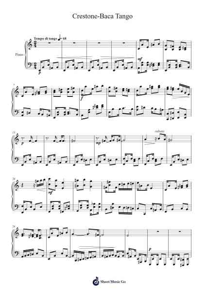 Crestone-Baca Tango Sheet Music by Sylvia E. Hazlerig-Arr.Leaglan Piersmar