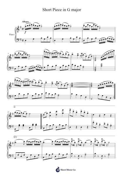 Short Piece in G major Sheet Music by Dryner-Arr.Janejill Mooca