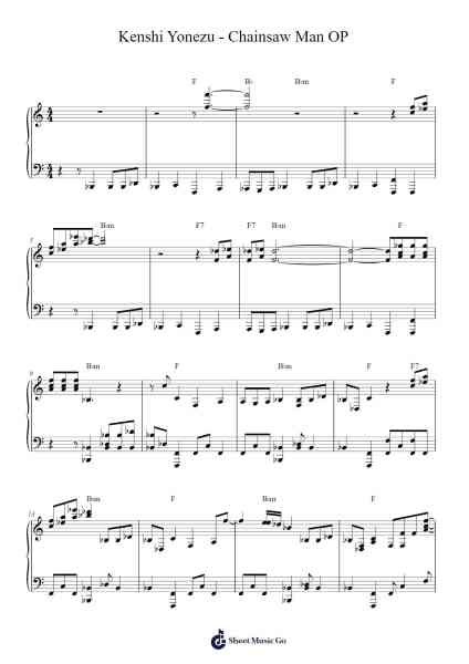 Chainsaw Man OP Sheet Music by Kenshi Yonezu-Arr.Hugsay
