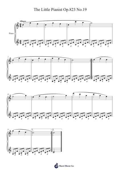 Etude Op. 823 No. 19 "The Little Pianist" Sheet Music by Carl Czerny-Arr.Dierclaude Hedwill