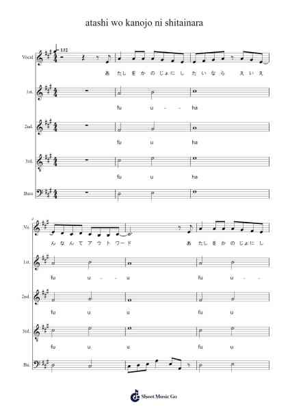 atashi wo kanojo ni shitainara Sheet Music by -Arr.Caewald Tabpritt