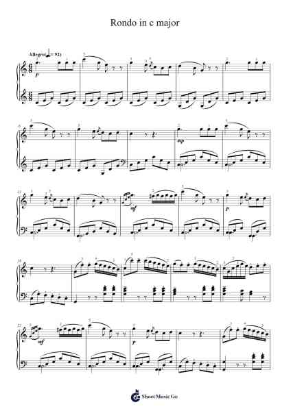 Rondo in C Major, K. 373 Sheet Music by Wolfgang Amadeus Mozart-Arr.Jonesrhys