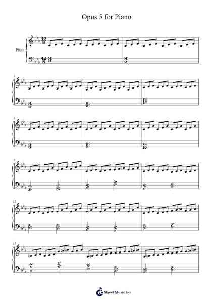 Opus 5 for Piano Sheet Music by zimniart-Arr.Hornblack