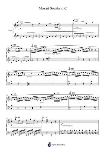 Mozart Sonata in C Sheet Music by Blooryale Sainsniell-Arr.Bergdrew Browningthur