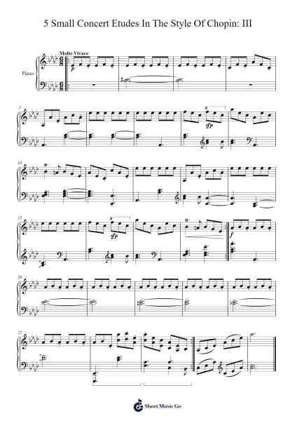 5 Small Concert Etudes In The Style Of Chopin: III Sheet Music by A. Nacci-Arr.Brandwight Gillget