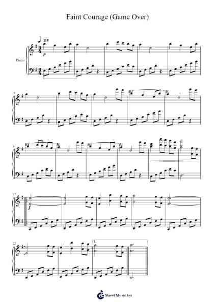 Faint Courage (Game Over) Sheet Music by Toby Fox-Arr.Elroylitt Graycia
