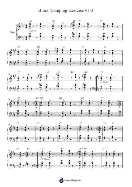 Blues 'Comping Exercise #1-3 Sheet Music by David Baker-Arr.Scripla Brookfe