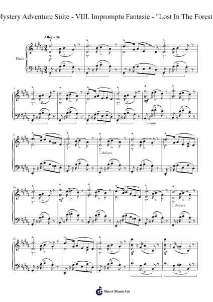 Mystery Adventure Suite - VIII. Impromptu Fantasie "Lost In The Forest" Sheet Music by Jamescook-Arr.Pegholmes Anlett