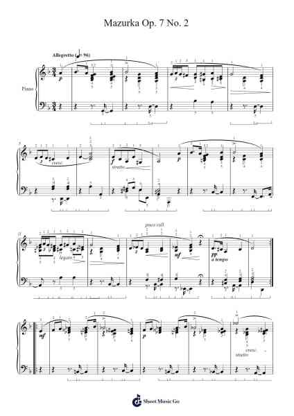 Mazurka Op. 7 No. 2 Sheet Music by Frédéric Chopin-Arr.Nanzie