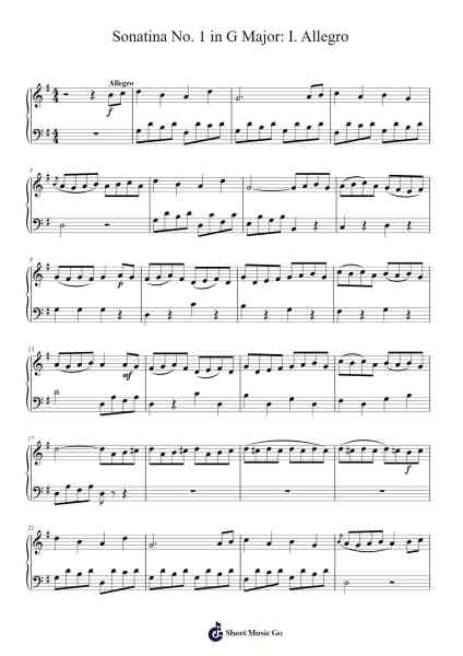 Sonatina No. 1 in G Major: I. Allegro Sheet Music by Thomas Attwood-Arr.Kelins Woothe