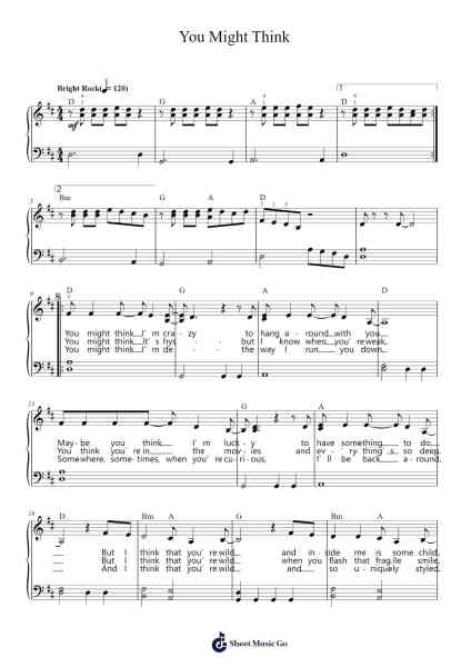 You Might Think Sheet Music by Weezer-Arr.Franling Godrwood