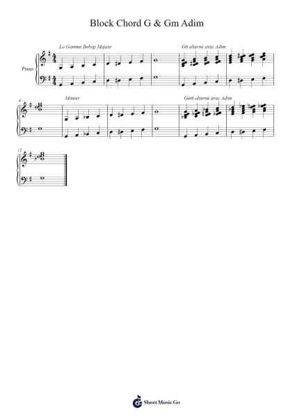 Block Chord G & Gm Adim Sheet Music by Digby The Pianoman-Arr.Sinrin Sibylnice