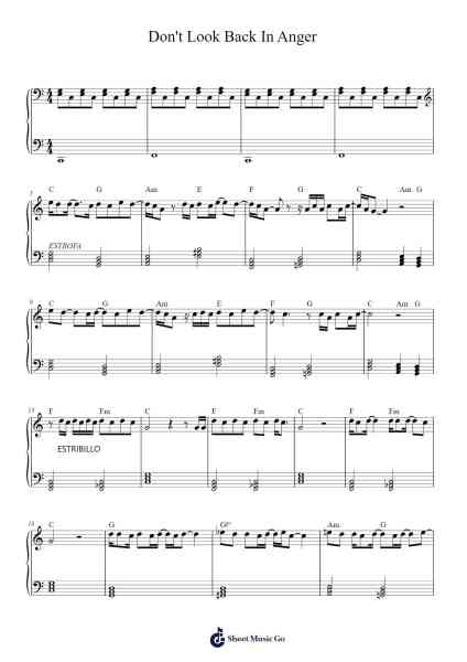 Don't Look Back In Anger Sheet Music by Oasis-Arr.Bdair