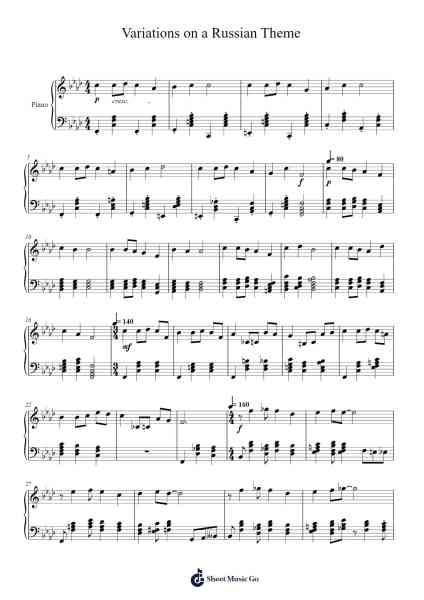 Variations on a Russian Theme Sheet Music by Daniel Donsky-Arr.Stanthy