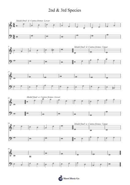 2nd & 3rd Species Sheet Music by -Arr.Juddprice Maudrwood