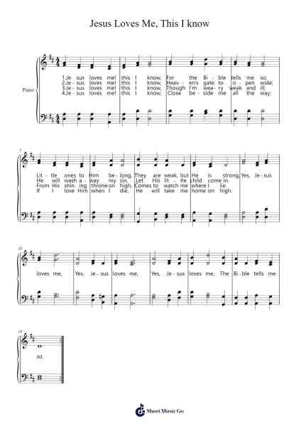 Jesus Loves Me, This I know Sheet Music by Anna Bartlett Warner-Arr.Detio Gemlo