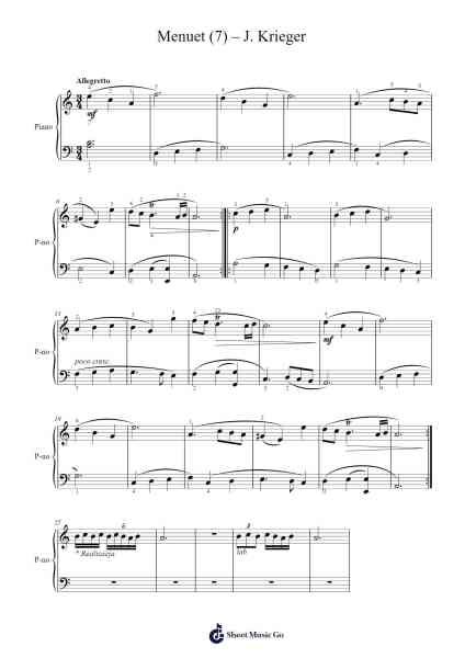 Menuet in A Minor from Partita No. 7 Sheet Music by J. Krieger-Arr.Vicbuck Orboyle