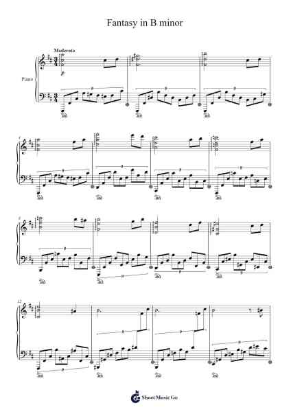 Fantasy in B Minor Sheet Music by Priestnic Jimxine-Arr.Penstowe Beardwells