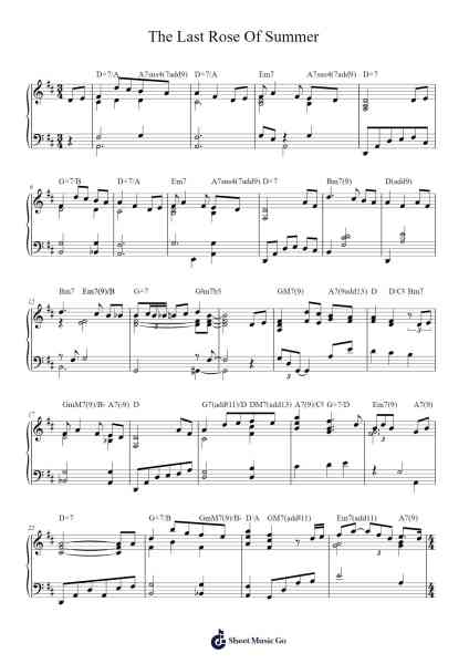 The Last Rose Of Summer Sheet Music by Unknown author-Arr.Brownegill Orbel