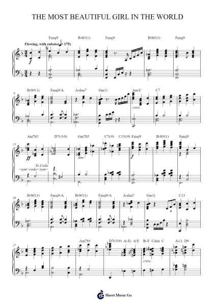 The Most Beautiful Girl In The World Sheet Music by The Dave Brubeck Quartet-Arr.Reyler Poundien