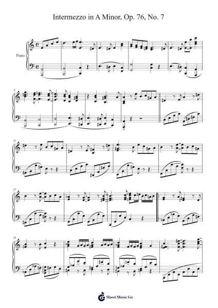Intermezzo in A Minor, Op. 76, No. 7 Sheet Music by Johannes Brahms-Arr.Nodric