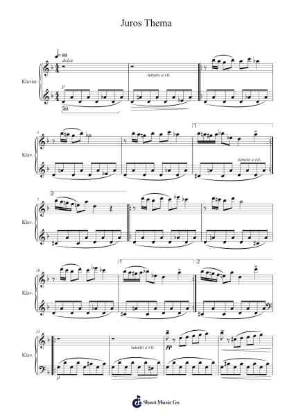 Juros Thema Sheet Music by Robert Eilers-Arr.Pistal