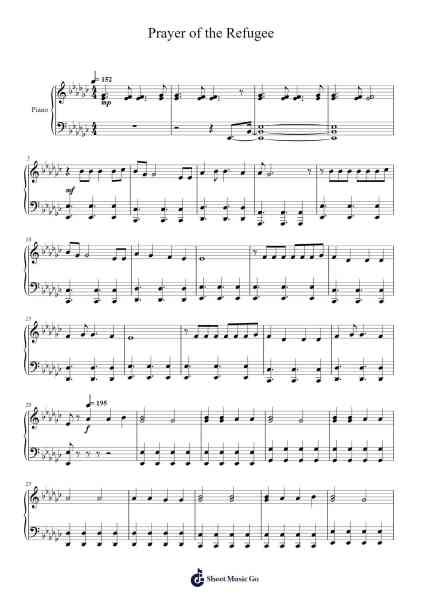 Prayer of the Refugee Sheet Music by Rise Against-Arr.Jorrell
