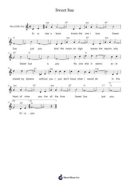 Sweet Sue Sheet Music by Victor Young-Arr.Birwylde