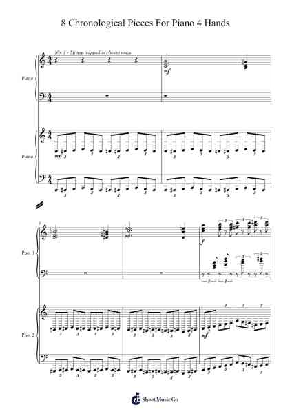 8 Chronological Pieces For Piano 4 Hands Sheet Music by Dengie-Arr.Evejob