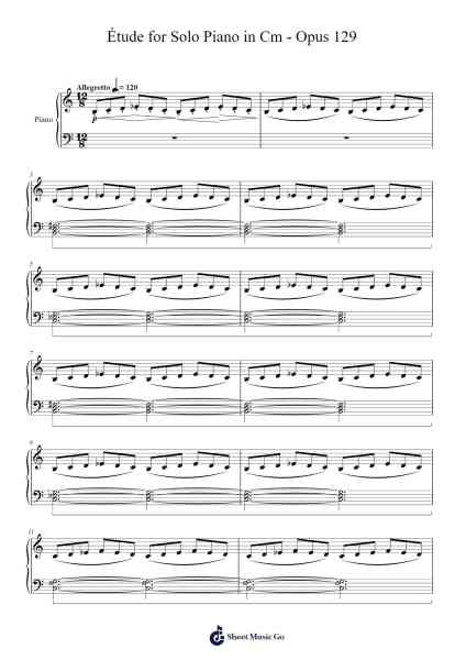 Étude in C Minor, Op. 129 Sheet Music by Samuel D. Kubik-Arr.Raerace