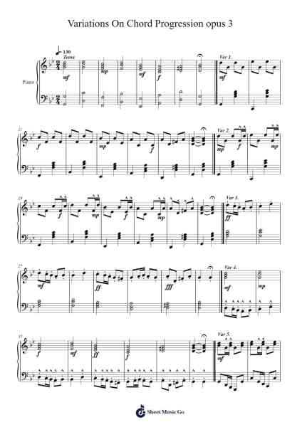 Variations On Chord Progression opus 3 Sheet Music by van freunbach-Arr.Prittstrong Hamcas