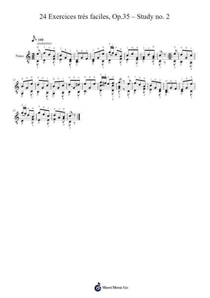 24 Exercices très faciles, Op. 35: Study No. 2 Sheet Music by Fernando Sor-Arr.Jesret