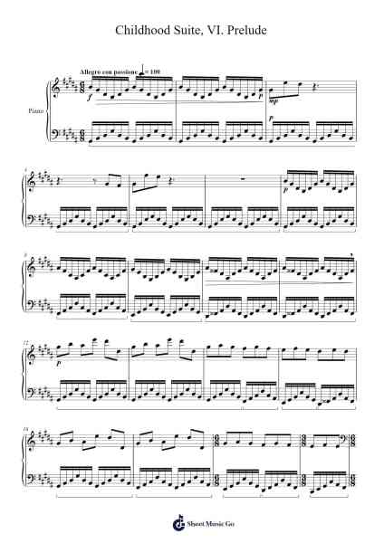 Childhood Suite, VI. Prelude Sheet Music by Genegreve Lousnow-Arr.Demplis