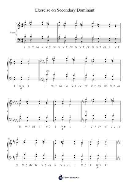 Exercise on Secondary Dominant Sheet Music by -Arr.Shedave Dwightrene