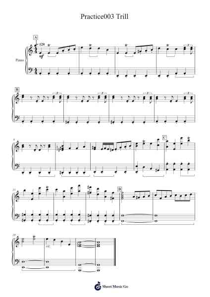 Practice 003 - Trill Sheet Music by Demplyn-Arr.Mondlius